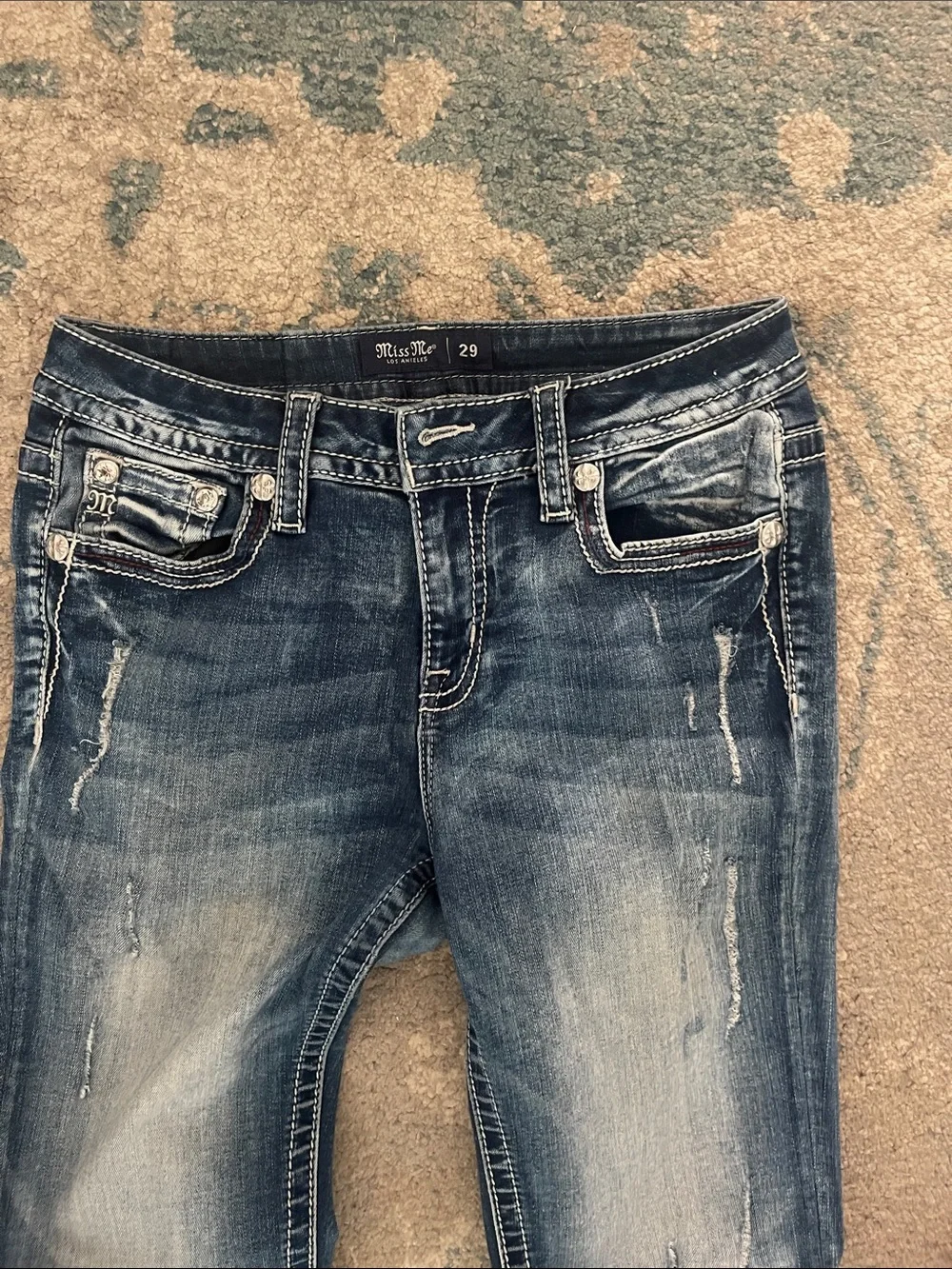 Miss Me Flare Jeans . Patriotic Bull . Size 29 - Picture 5 of 15